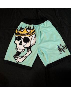 Ksubi Mint Skull Crown Mesh Shorts Black Trim Y2K Streetwear- Youth Small